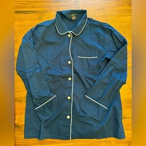 J. Crew Factory Cotton Navy Pajama Set Button Down Shirt & Pants M